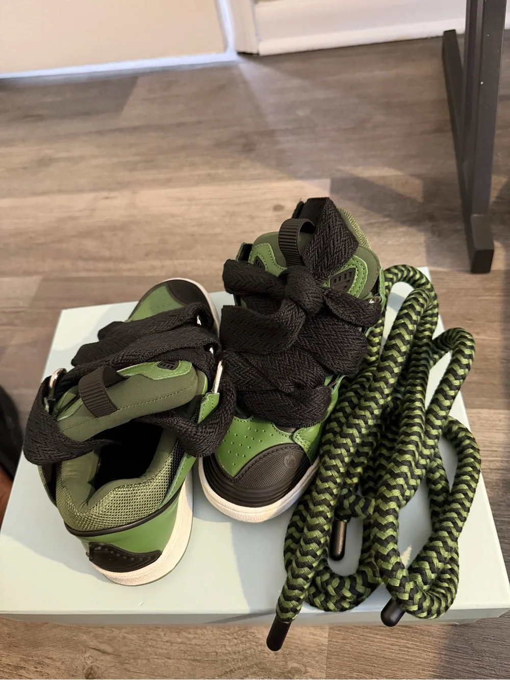 Lanvin Kids Green and Black Low-Top Sneakers